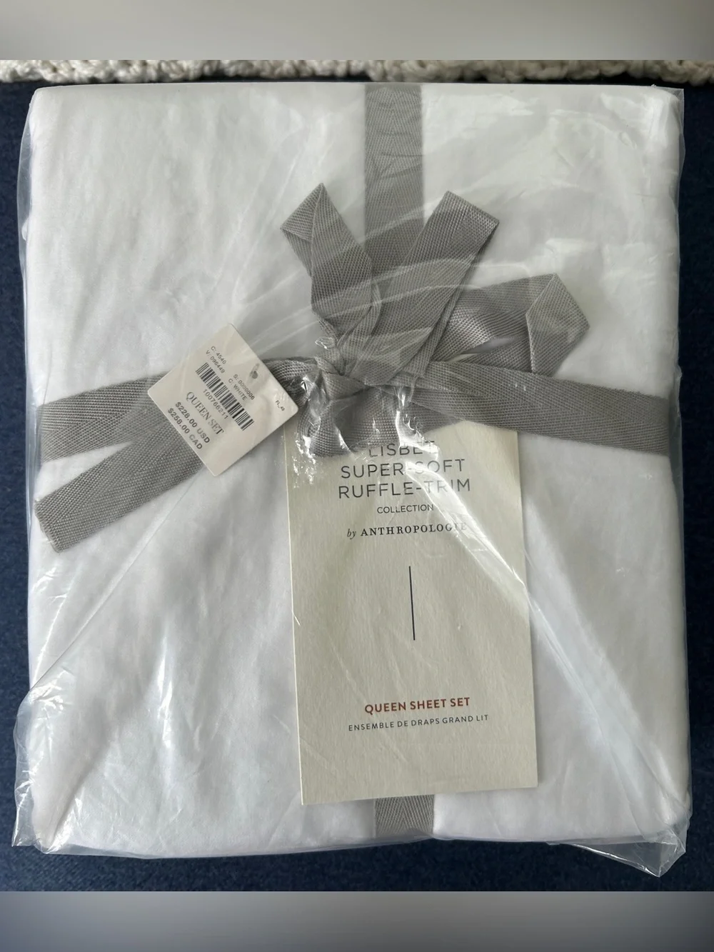 NWT / NIP Anthropologie Lisbet Tencel Ruffle Sheet Set, Queen, Ivory